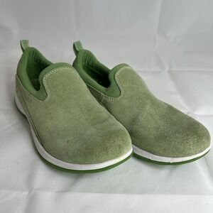 Lands' End Women's Green Suede Slip On size 6B Comfort Shoes Walking